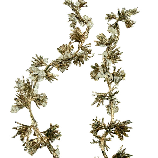 Guirnalda navideña follaje dorado con cristales – Elegante