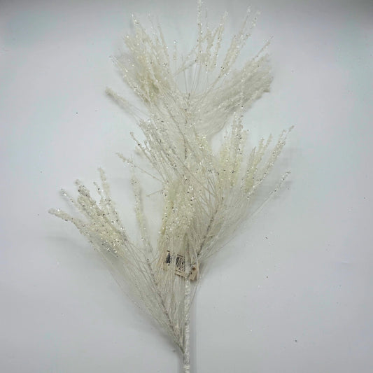 Ramillete decorativo blanco con cristales – toque invernal único