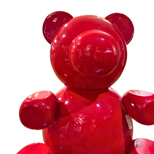 Oso Decorativo Rojo de Fibra de Vidrio - Escultura Moderna