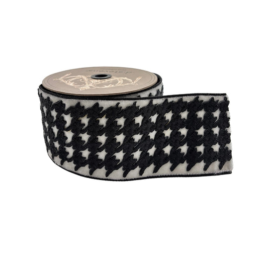 LISTON TERCIOPELO PATA DE GALLO BLANCO-NEGRO