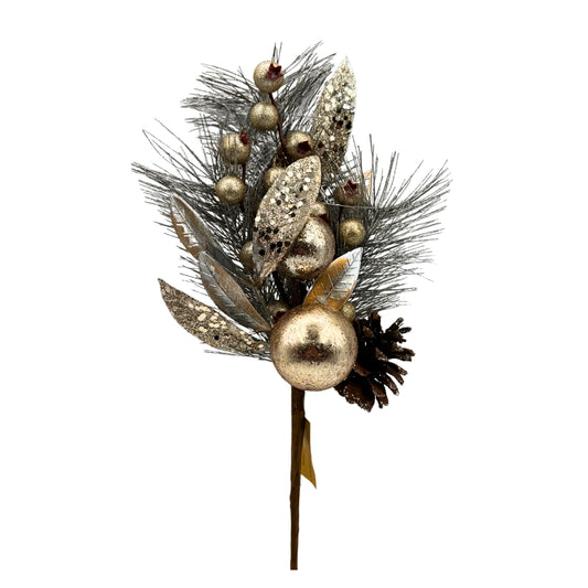 Pick Navideño con Esferas, Hojas y Piña