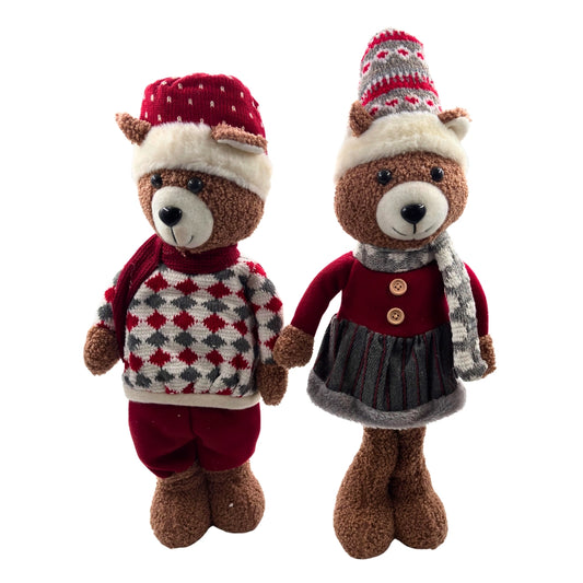 Pareja de osos navideños de pie – decoración encantadora para el hogar