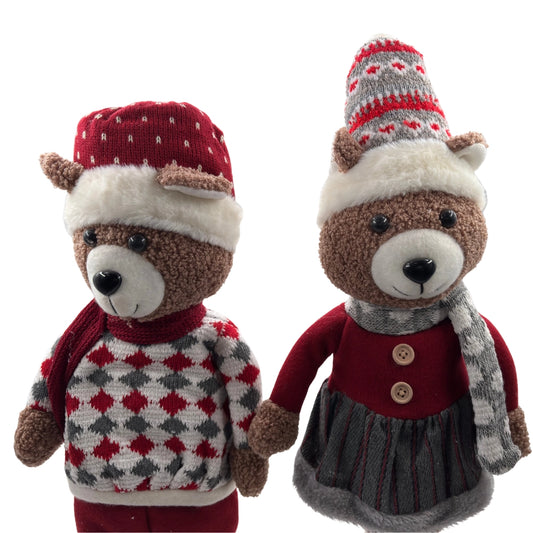 Pareja de osos navideños de pie – decoración encantadora para el hogar
