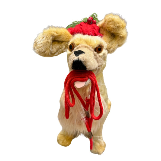 Perrito decorativo navideño con gorro rojo – ternura festiva para tu hogar