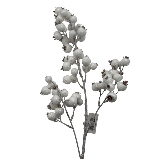 Rama decorativa con esferas blancas escarchadas – Navidad elegante