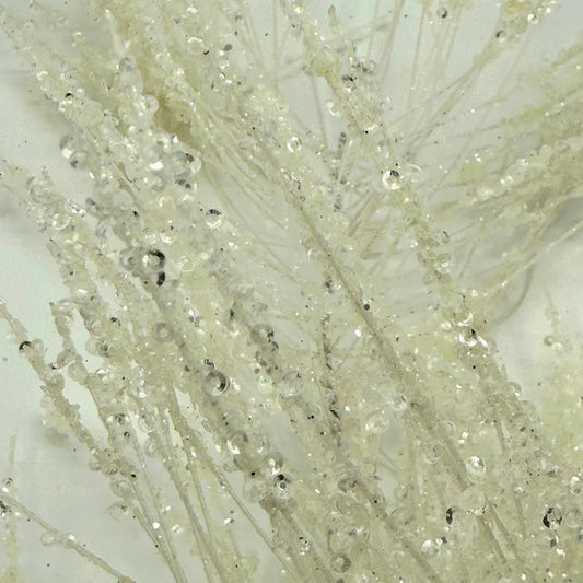 Ramillete decorativo blanco con cristales – toque invernal único