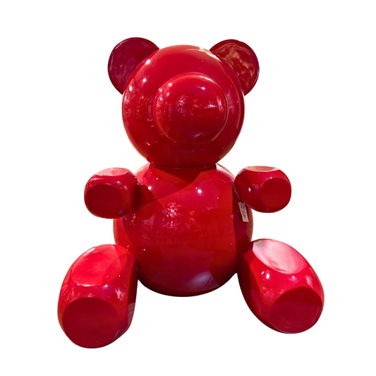 Oso Decorativo Rojo de Fibra de Vidrio - Escultura Moderna