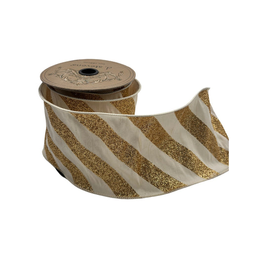 LISTON GLITTER DIAGONAL ORO CREMA STVN