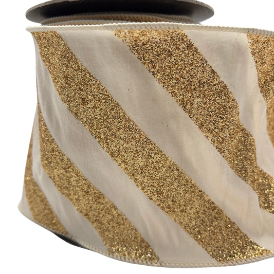 LISTON GLITTER DIAGONAL ORO CREMA STVN