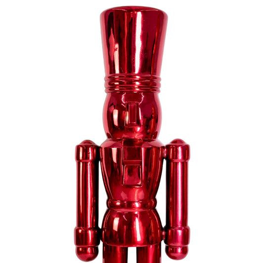 Cascanueces Cromado Rojo/Plata Liso de Fibra de Vidrio